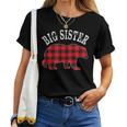 Big Sister Bear Red Black Buffalo Plaid Mama Check Pattern Women T-shirt