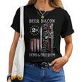 Dad Grandpa Us Flag Beer Bacon Guns Freedom On Back Women T-shirt