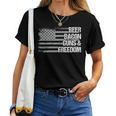 Dad Grandpa Veteran Us Flag Beer Bacon Guns Freedom Women T-shirt