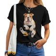 English British Bulldog Pocket Funny Mom Dad Kid Lover Gifts Women T-shirt