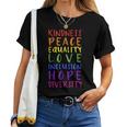 Kindness Peace Inclusion Hope Rainbow For Gay And Lesbian Women T-shirt