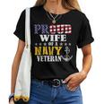 Vintage Proud Wife Of A Navy For Veteran Gifts Women T-shirt