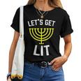 Womens Lets Get Lit Jewish - Humor Funny Gift Hanukkah Women T-shirt