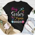 Big Sister Again 2023 Pregnancy Announcement Kids Siblings Women T-shirt Unique Gifts
