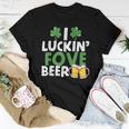 I Luckin Fove Beer Funny St Pattys Day Go Lucky Gifts Women T-shirt Funny Gifts