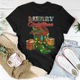 Western Texas Cow Print Cowboy Boots Hat Merry Christmas Women T-shirt Unique Gifts