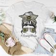 Army Mom Messy Bun Hair Glasses Mommy Mother Women T-shirt Unique Gifts