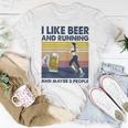 I Like Beer And Running And Maybe 3 People Retro Vintage Women T-shirt Funny Gifts