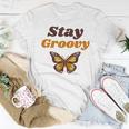 Butterfly Stay Groovy Retro Hippie Positive Mind Happy Life Women T-shirt Unique Gifts