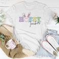 Hoppy Teacher Easter Bunny Ears With Smile Face Meme Women T-shirt Unique Gifts
