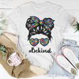 Be Kind Messy Bun Girls Kids Autism Awareness Kindness Month Women T-shirt Unique Gifts