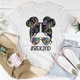 Be Kind Messy Bun Girls Kids Autism Awareness Kindness Month Women T-shirt Unique Gifts