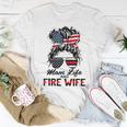 Mom Life And Fire Wife Firefighter American Flag 4Th Of July Women T-shirt Funny Gifts