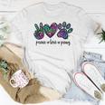Peace Love Dogs Paws Tie Dye Rainbow Animal Rescue Womens Women T-shirt Funny Gifts