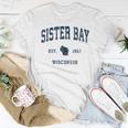 Sister Bay Wisconsin Wi Vintage Athletic Navy Sports Women T-shirt Unique Gifts