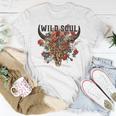 Wild Soul Leopard Cow Skull Bull Skull Flower Western Lover Women T-shirt Unique Gifts