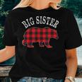 Big Sister Bear Red Black Buffalo Plaid Mama Check Pattern Women T-shirt Gifts for Her