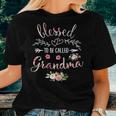 Womens Blessed Grandma Floral Grandma Women T-shirt Gifts for Her