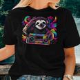 Boombox Radio Old School Hip Hop Rap Cassette Sloth Lazy Women T-shirt Gifts for Her