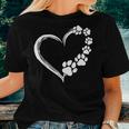 Cute Dog Puppy Dogs Paw Print Heart Dog Mom Women T-shirt Gifts for Her
