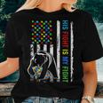 His Fight Is My Fight American Flag Autism Awareness Mom Dad Women T-shirt Gifts for Her