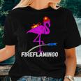 Fire Fighter Flamingo Exotic Bird Funny Firefighter Fireman Women T-shirt Gifts for Her