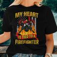 My Heart Is Tied To A Firefighter Fireman Fire Wife Women T-shirt Gifts for Her