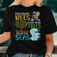 Help More Bees Plant More Trees Earth Day Climate Change Women T-shirt Gifts for Her