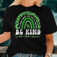 Be Kind Green Ribbon Leopard Rainbow Mental Health Awareness Women T-shirt Gifts for Her
