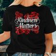 Kindness Matters Red Flowers Antibullying Kind Team Women T-shirt Casual Daily Basic Unisex Tee Gifts for Her