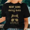 Nerf Guns And Messy Buns Momlife Leopard Print Women T-shirt Gifts for Her