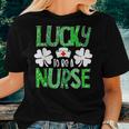 Nurse St Patricks Day Lucky To Be A Nurse Shamrocks Plaid Women T-shirt Gifts for Her