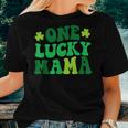 One Lucky Mama Retro Vintage St Patricks Day Clothes Women T-shirt Gifts for Her