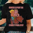 Putin Trump Riding Bear Horse Russia Women T-shirt Gifts for Her