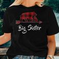 Red Plaid Big Sister Bear Matching Buffalo Pajama Women T-shirt Gifts for Her