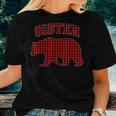 Red Plaid Sister Bear Buffalo Family Pajama Women T-shirt Gifts for Her