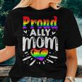 Retro Proud Ally Mom Rainbow Heart Lgbt Gay Lesbian Pride Women T-shirt Gifts for Her