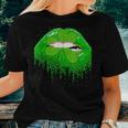 Saint Patricks Day Shamrock Graphic Irish Sexy Lips Womens Women T-shirt Gifts for Her