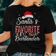 Santas Favorite Bartender Santa Christmas Hat In Snow Women T-shirt Gifts for Her