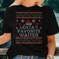 Santas Favorite Waiter Restaurant Ugly Christmas Women T-shirt Gifts for Her