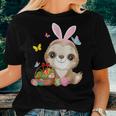 Sloth Bunny Ear With Eggs Basket Easter Costume Rabbit Women T-shirt Gifts for Her