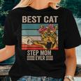 Vintage Best Cat Step Mom Ever Bump Fist Mothers Day Women T-shirt Gifts for Her