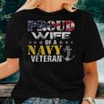 Vintage Proud Wife Of A Navy For Veteran Gift Women T-shirt Gifts for Her