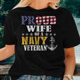Vintage Proud Wife Of A Navy For Veteran Gifts Women T-shirt Gifts for Her