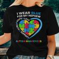 I Wear Blue For My Nephew Autism Awareness Month Uncle Aunt Women T-shirt Gifts for Her