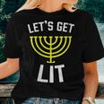 Womens Lets Get Lit Jewish - Humor Funny Gift Hanukkah Women T-shirt Gifts for Her