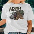 Army Wife Western Cowhide Army Boots Wife Gift Veterans Day Women T-shirt Gifts for Her