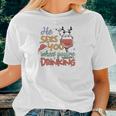 Christmas He Sees You When You Are Drinking V2 Women T-shirt Gifts for Her