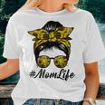 Cute Mom Women Life Sunflower Messy Bun Women T-shirt Gifts for Her