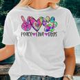 Dog Lovers Peace Love Dogs Tie Dye Puppy Paw Dog Mom Women T-shirt Gifts for Her